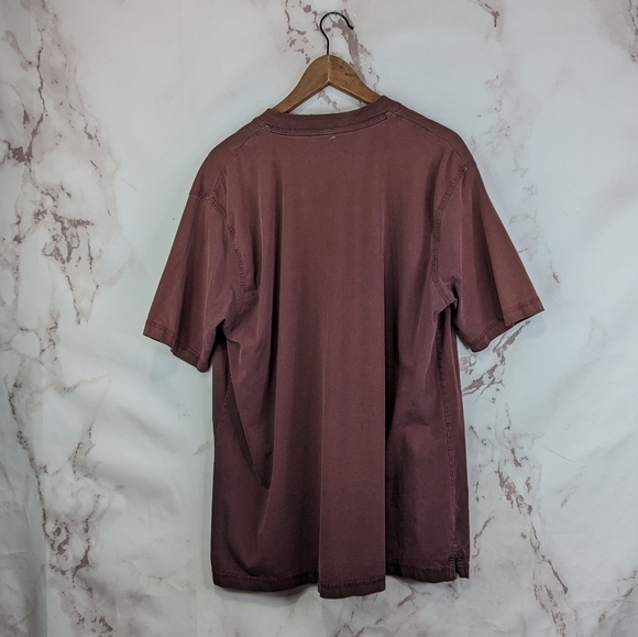 Wrangler T Shirt Men Large Red Henley Short Sleeve Button Riggs Workwear Pocket - Picture 5 of 9